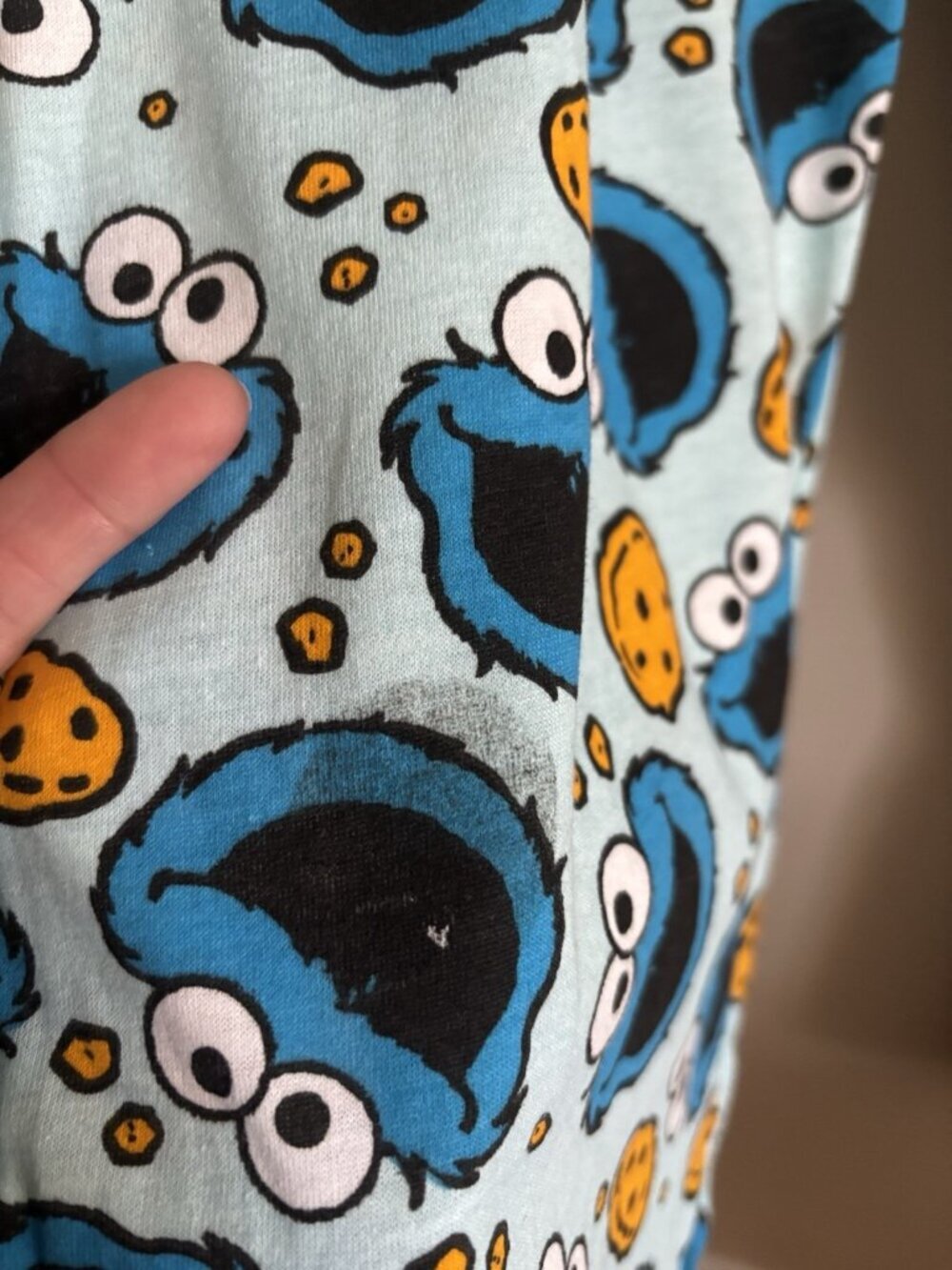 Women's Cookie Monster Pajama Pants Lounge Blue Medium Lightweight Sesame Street - Picture 6 of 10